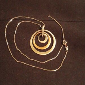 Bentelli Silver 2 Tone Circle Necklace With Diamonds